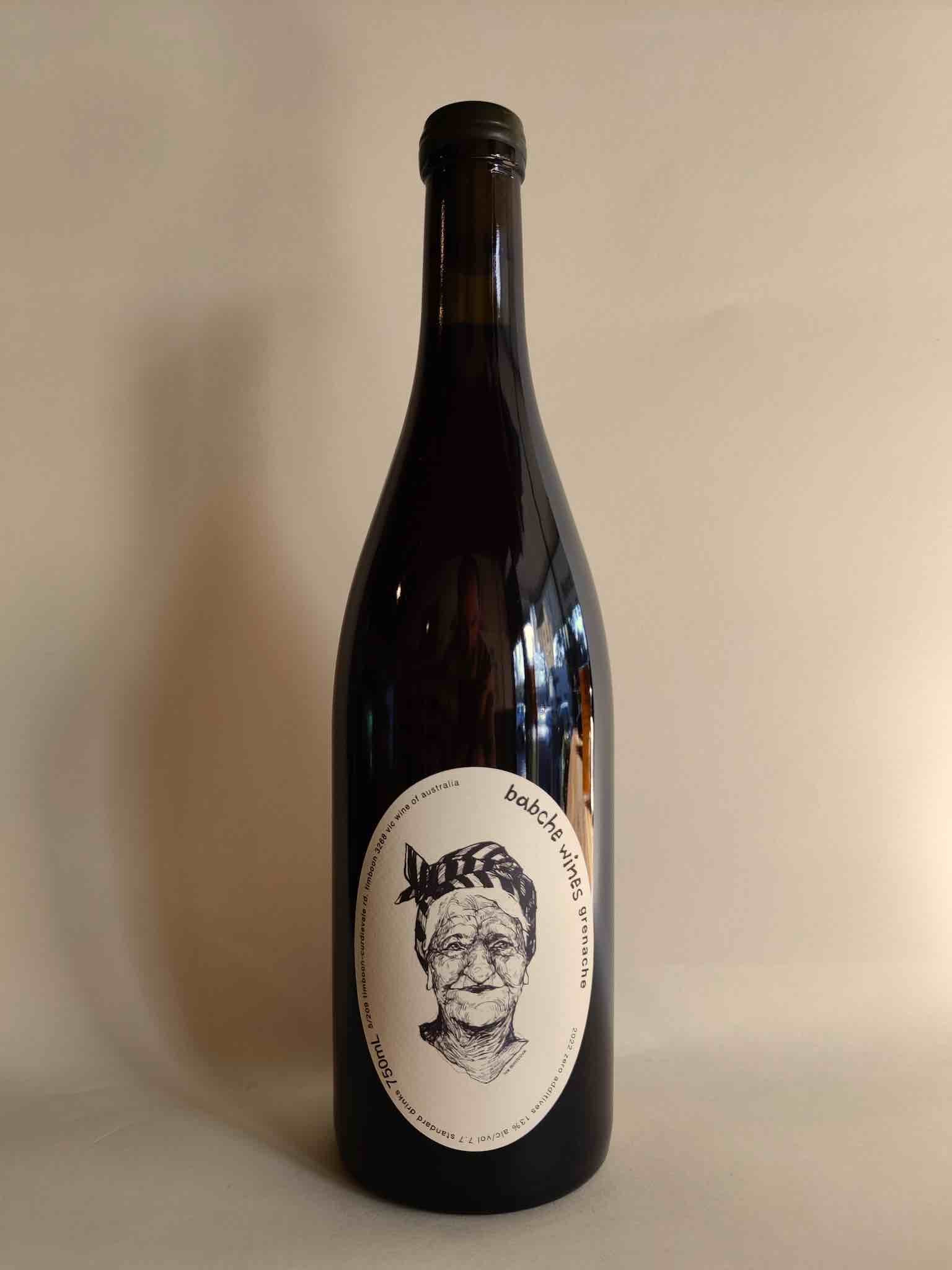 A bottle of Babche Grenache from the Pyrenees, Victoria. 