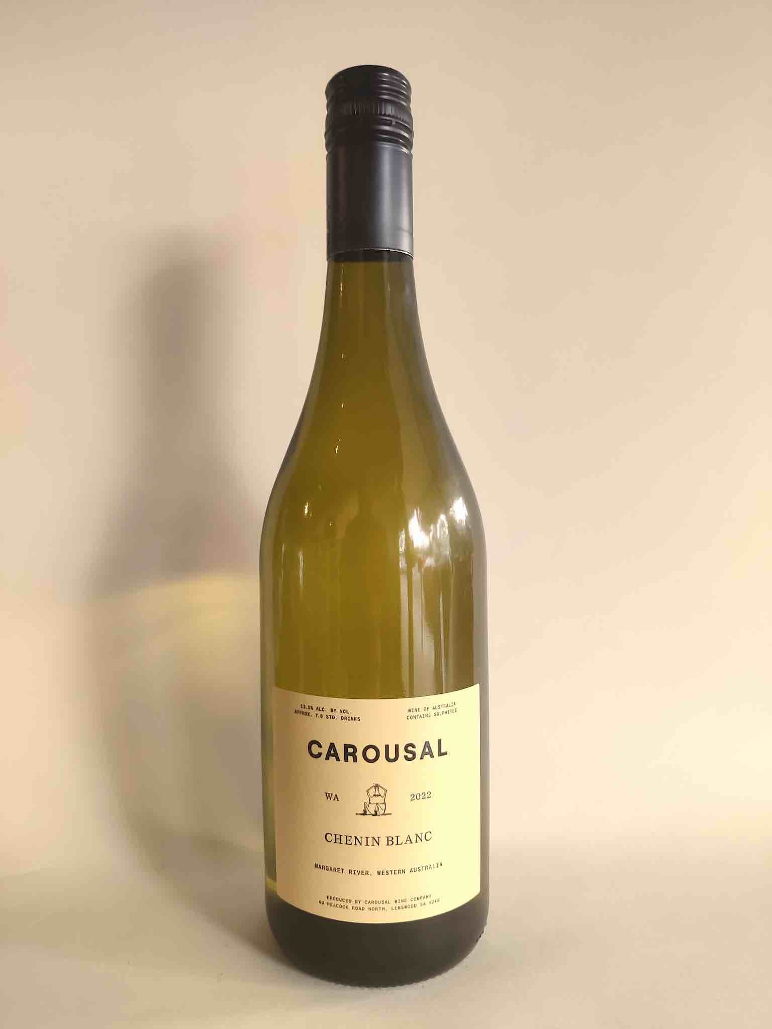 A bottle of Carousal by Jumping Juice Chenin Blanc from Margaret River, Western Australia.