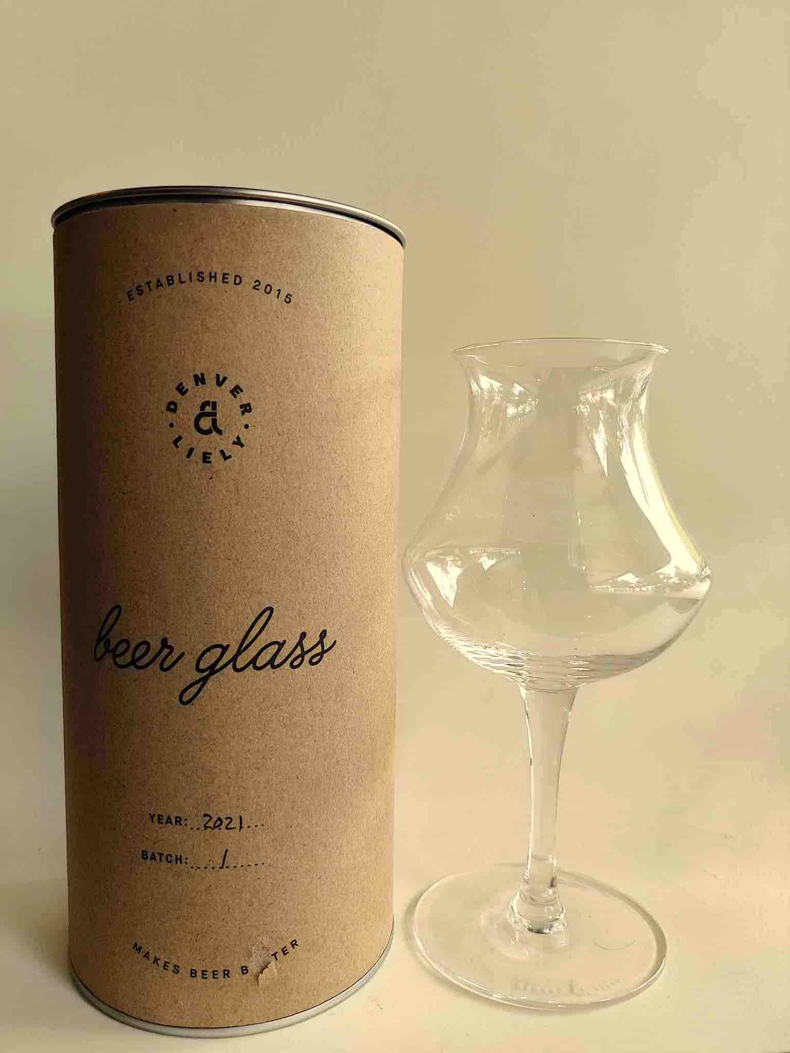 A handmade beer glass from Denver & Liely.