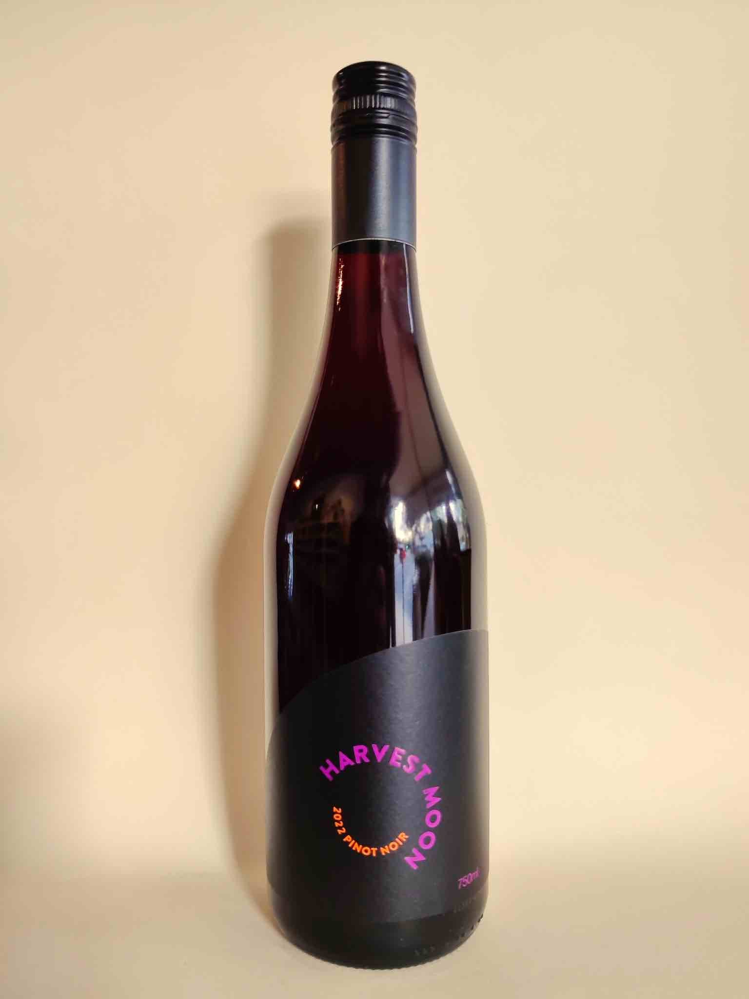 A bottle of Harvest Moon Pinot Noir from King Valley, Victoria.