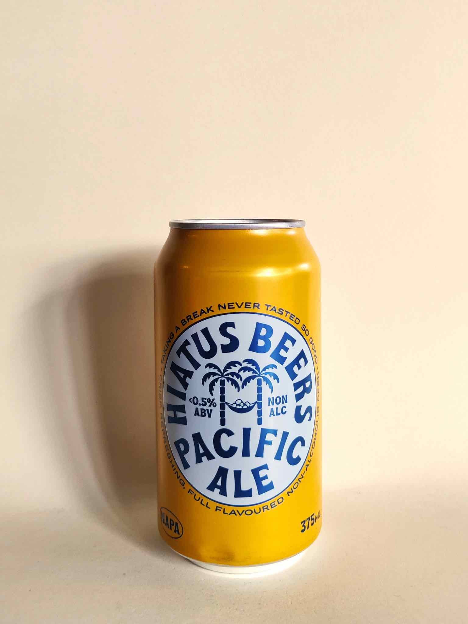 A 375ml can of Hiatus Beers Non-Alcoholic Pacific Ale.