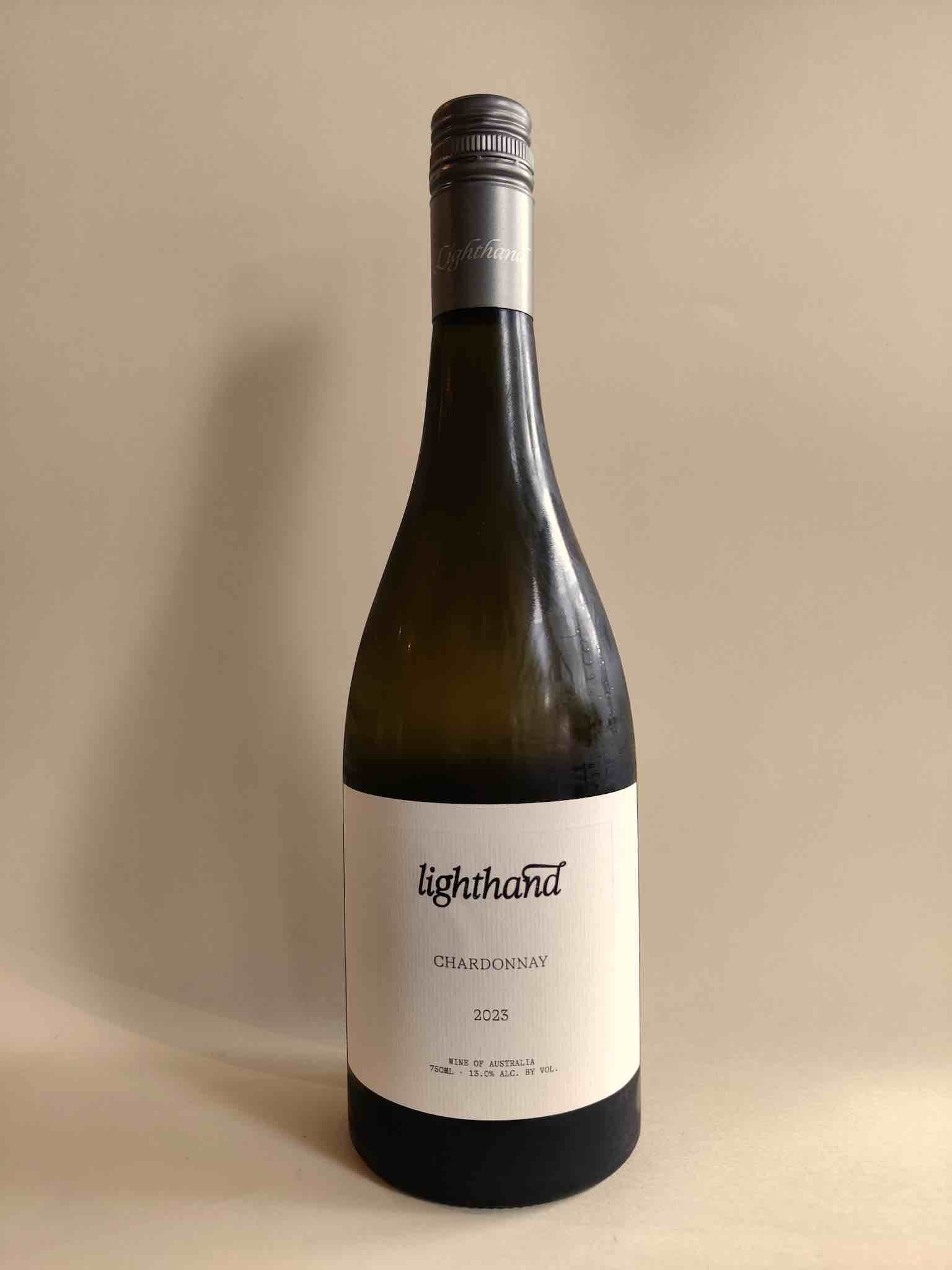 A bottle of 2022 Lighthand Chardonnay from the Yarra Valley, Victoria. 