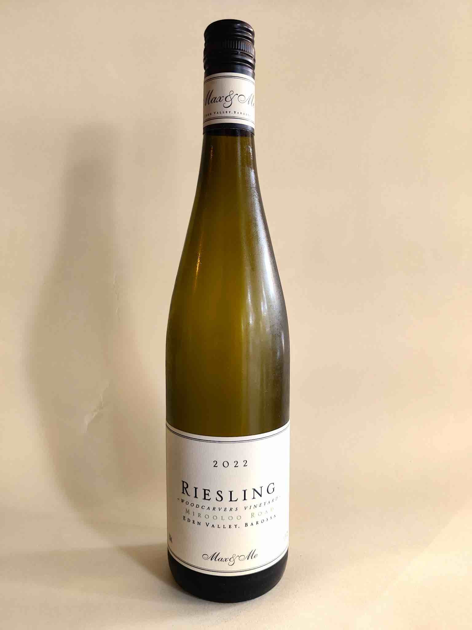 A bottle of 2022 Max & Me Mirooloo Road Riesling from Eden Valley, South Australia.