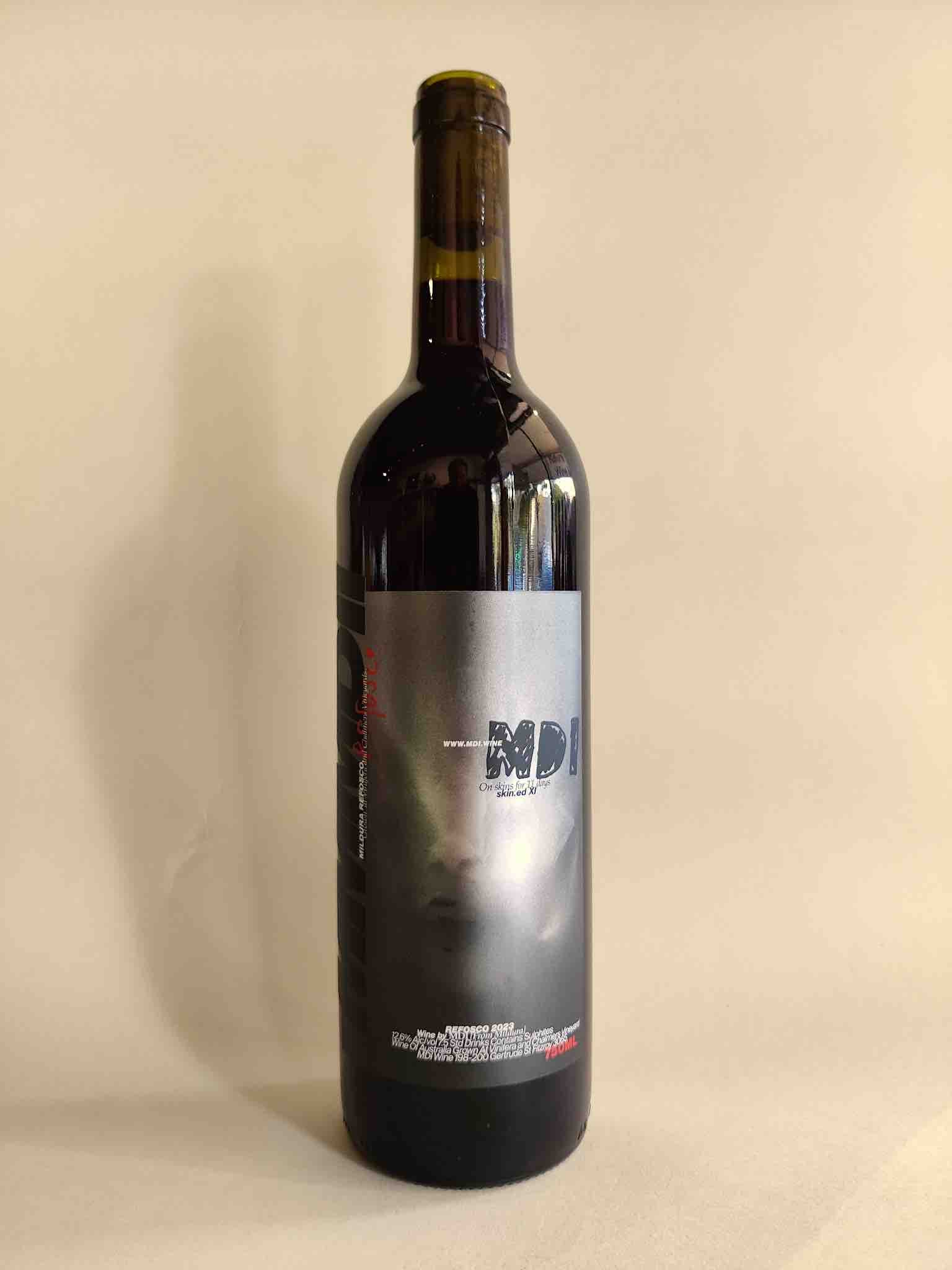 A bottle of MDI wines Refosco from Mildura, Victoria. 