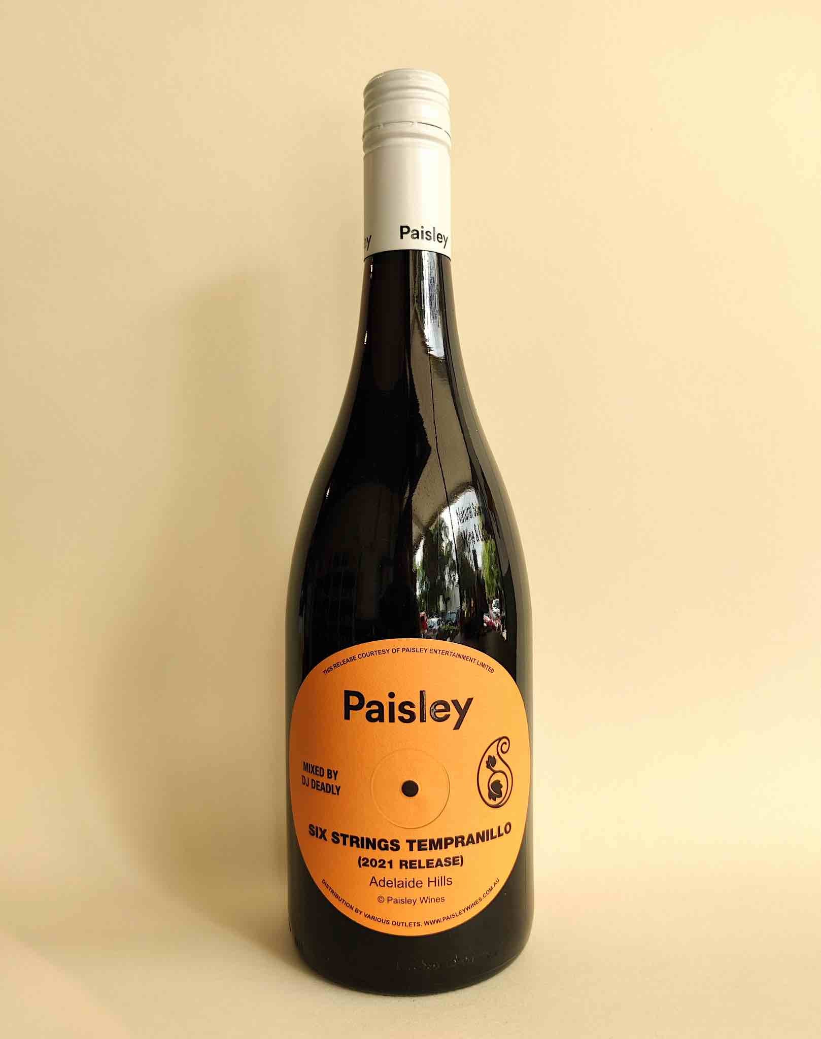 A bottle of Paisley Six Strings Tempranillo from Adelaide Hills, South Australia.
