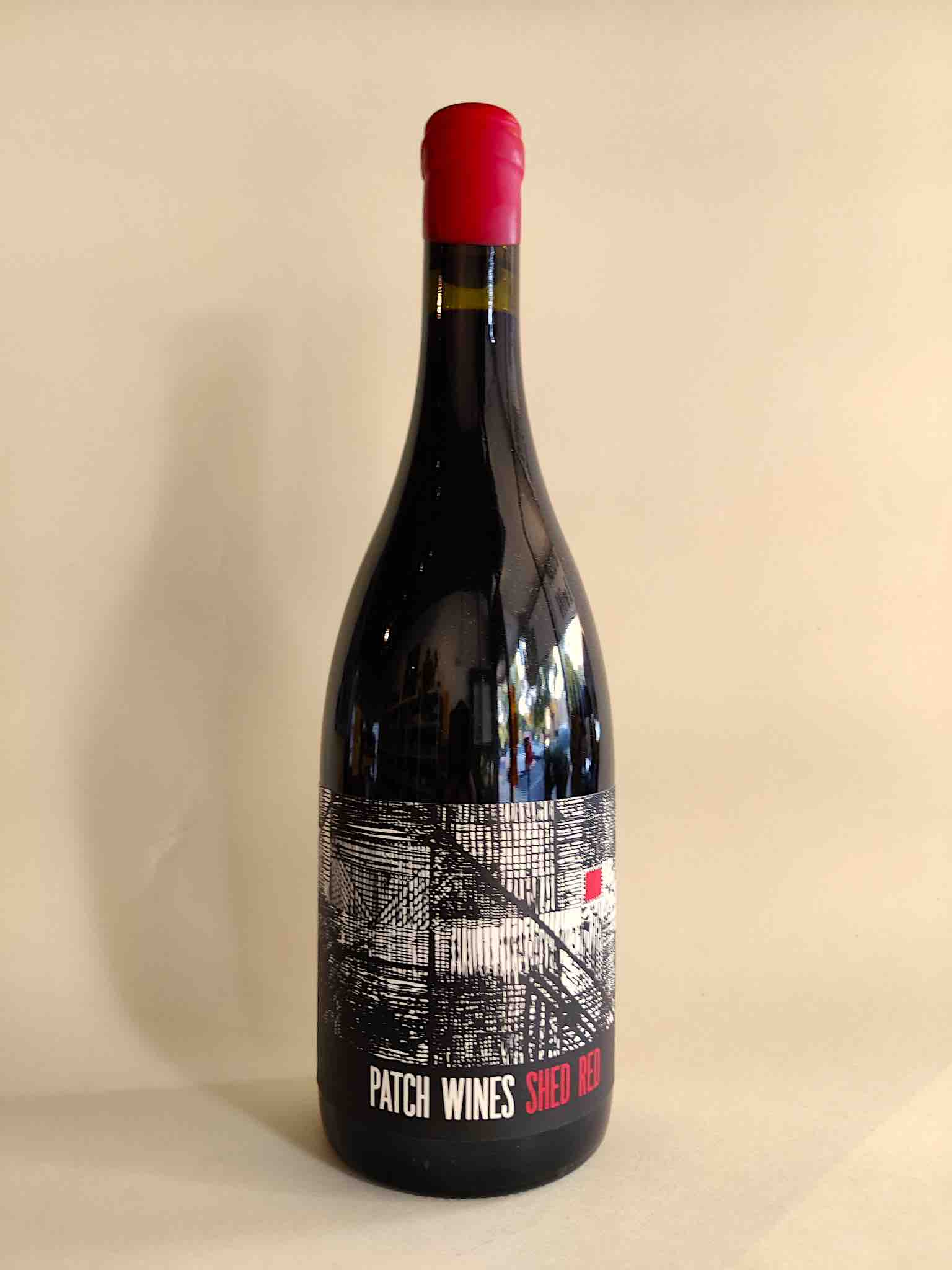 A bottle of 2023 Patch Wines Shed Red Cabernet blend from the Yarra Valley and Nagambie. 