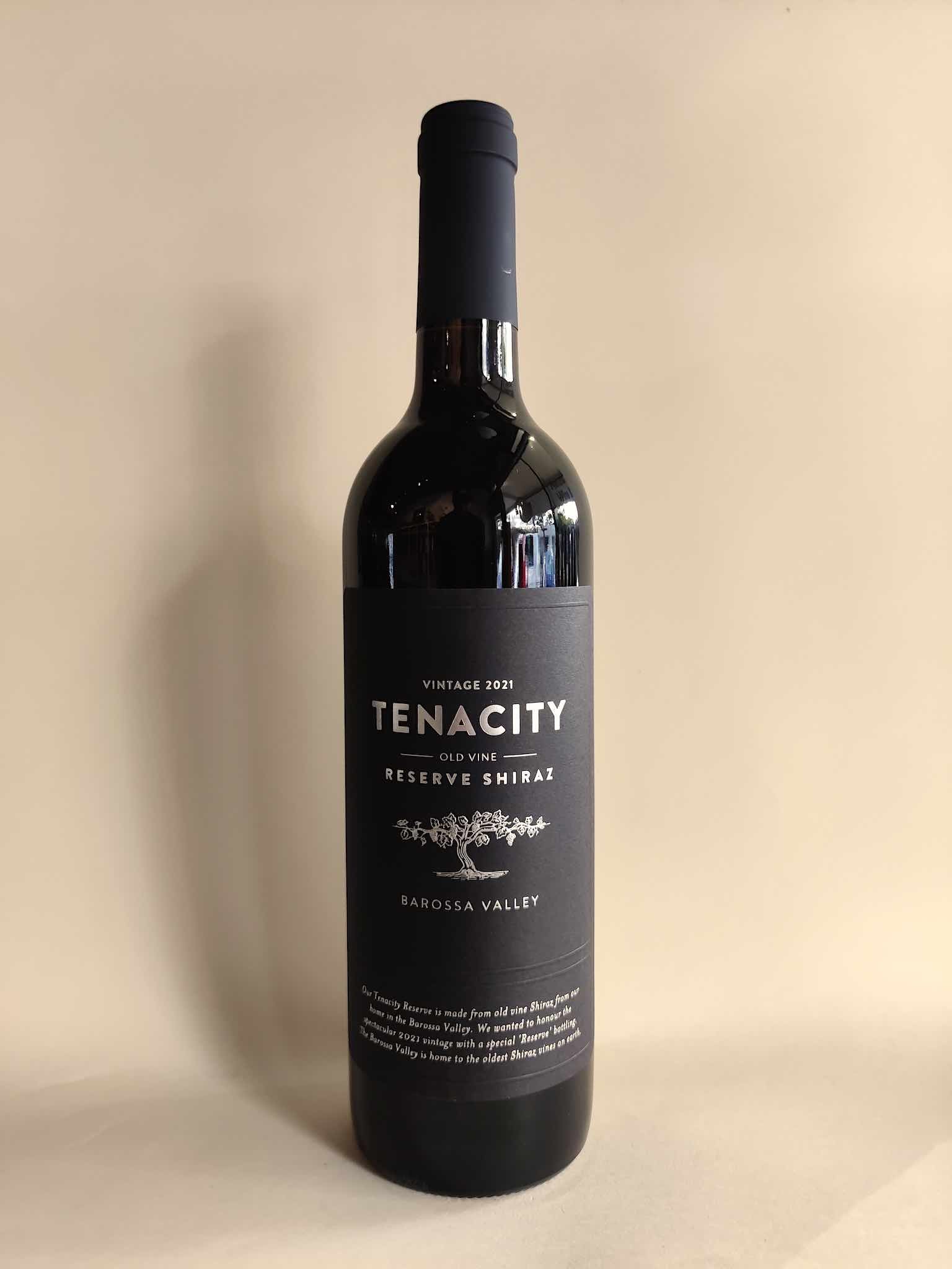 A bottle of Two Hands Tenacity Reserve Shiraz from the Barossa Valley.