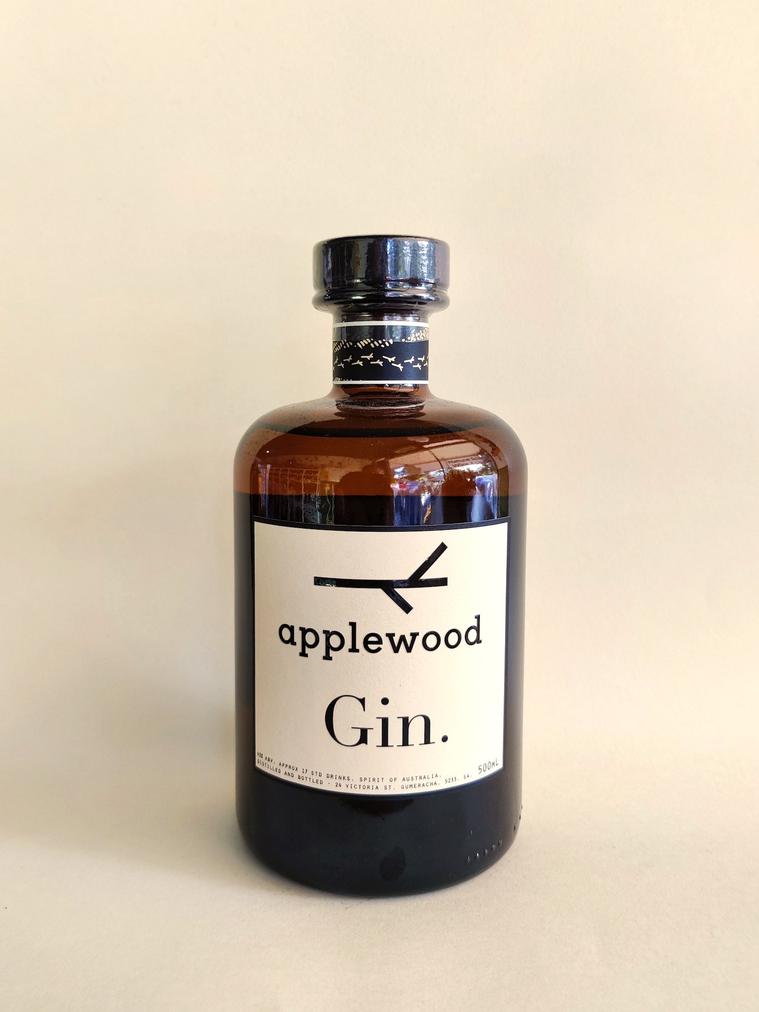 A bottle of Applewood Signature Gin from Adelaide Hills, South Australia. 