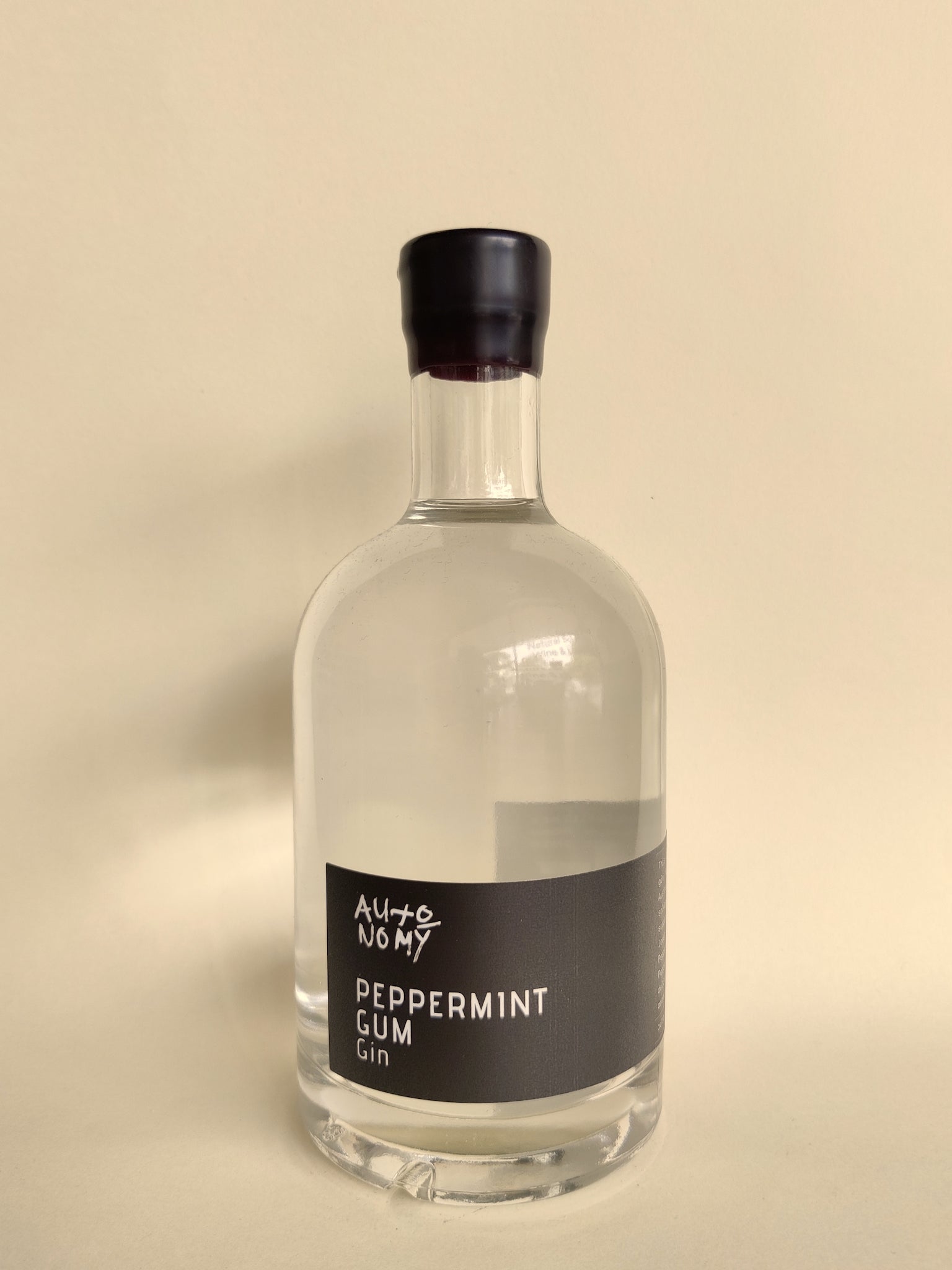 A 500ml bottle of Autonomy Distillers Peppermint Gum Gin. 