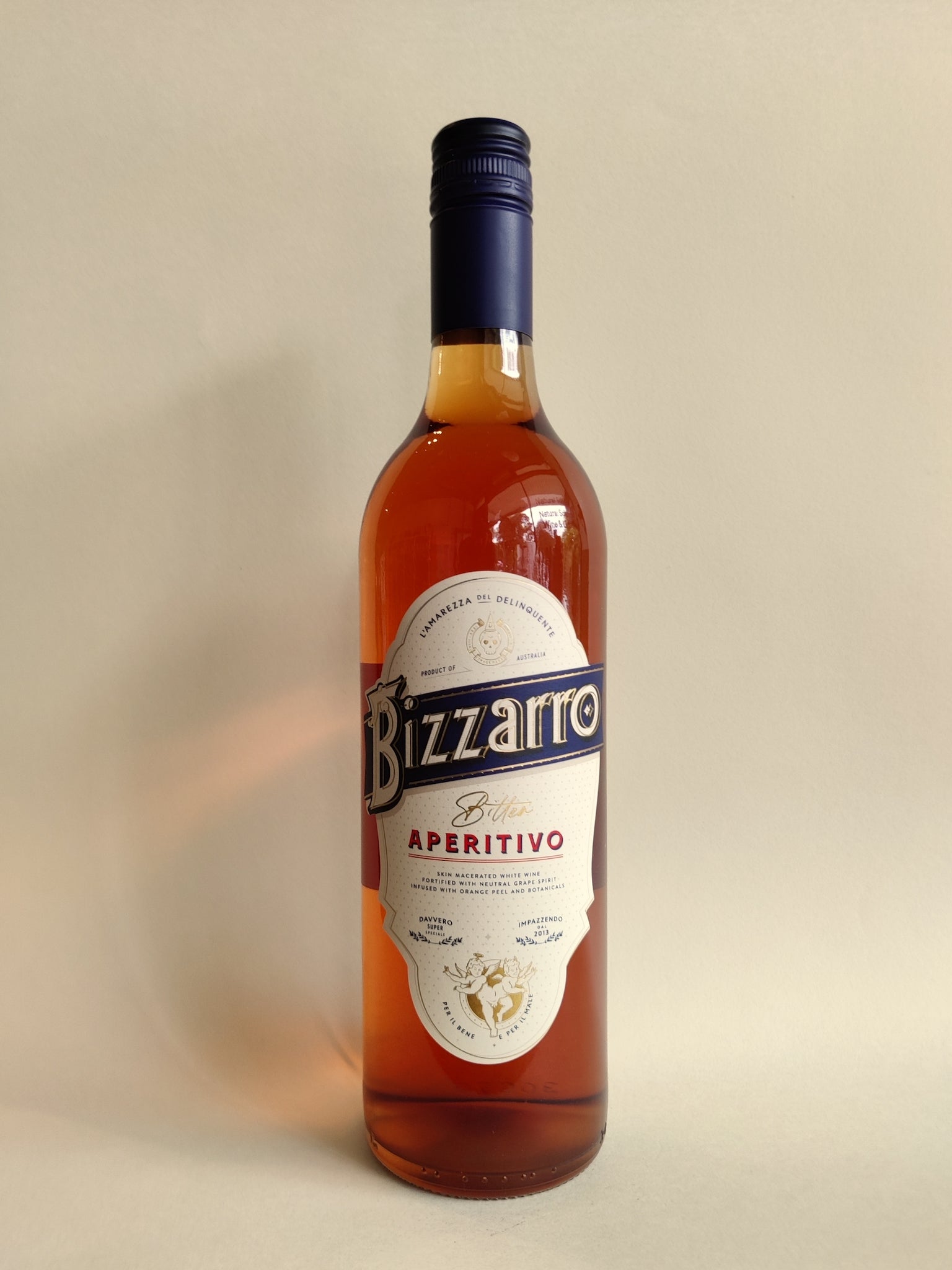 A bottle of Bizzarro Aperitivo Aperitif from the Riverland, South Australia.