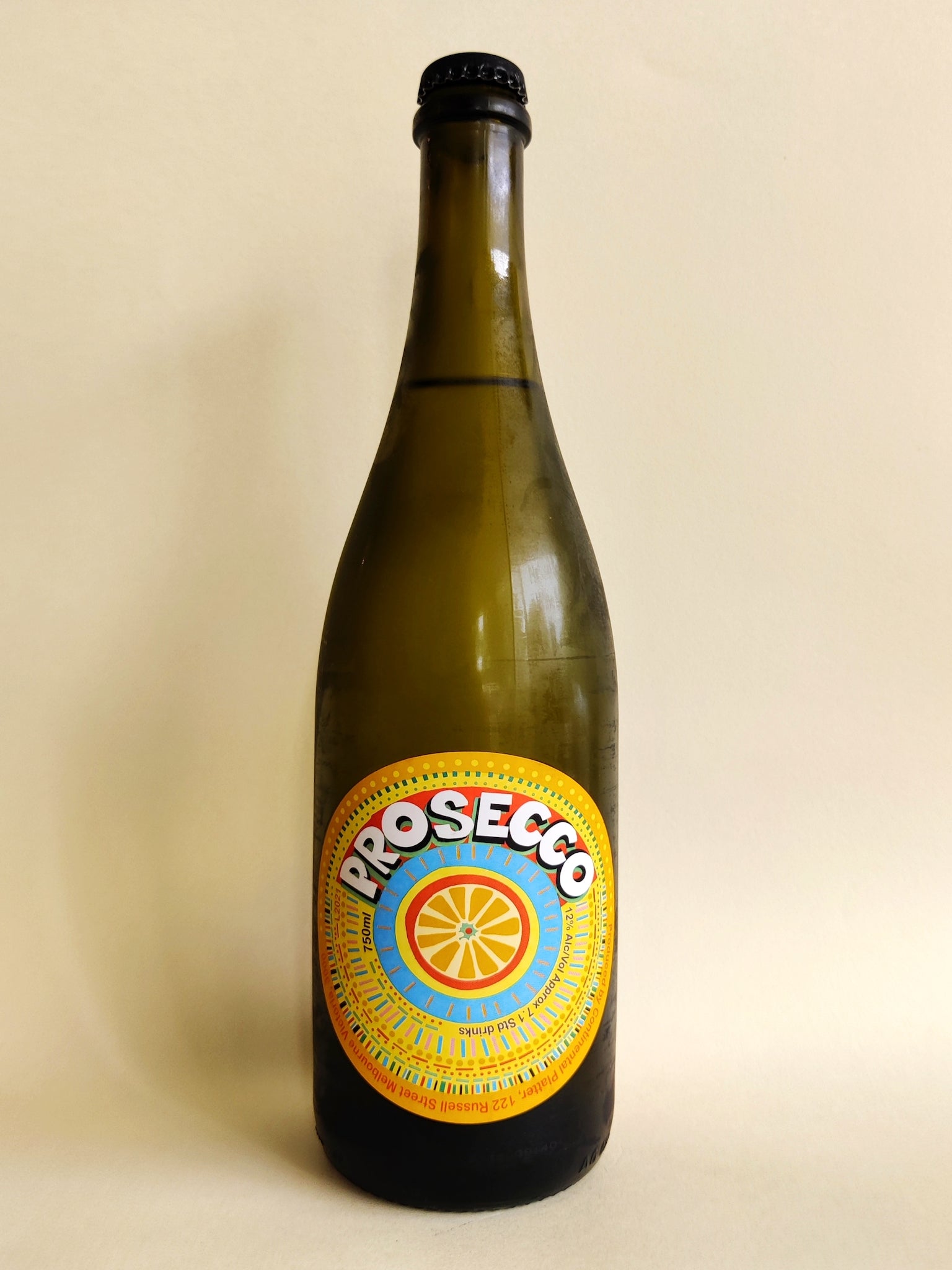 A bottle of Continental Platter Prosecco from the King Valley, Victoria.