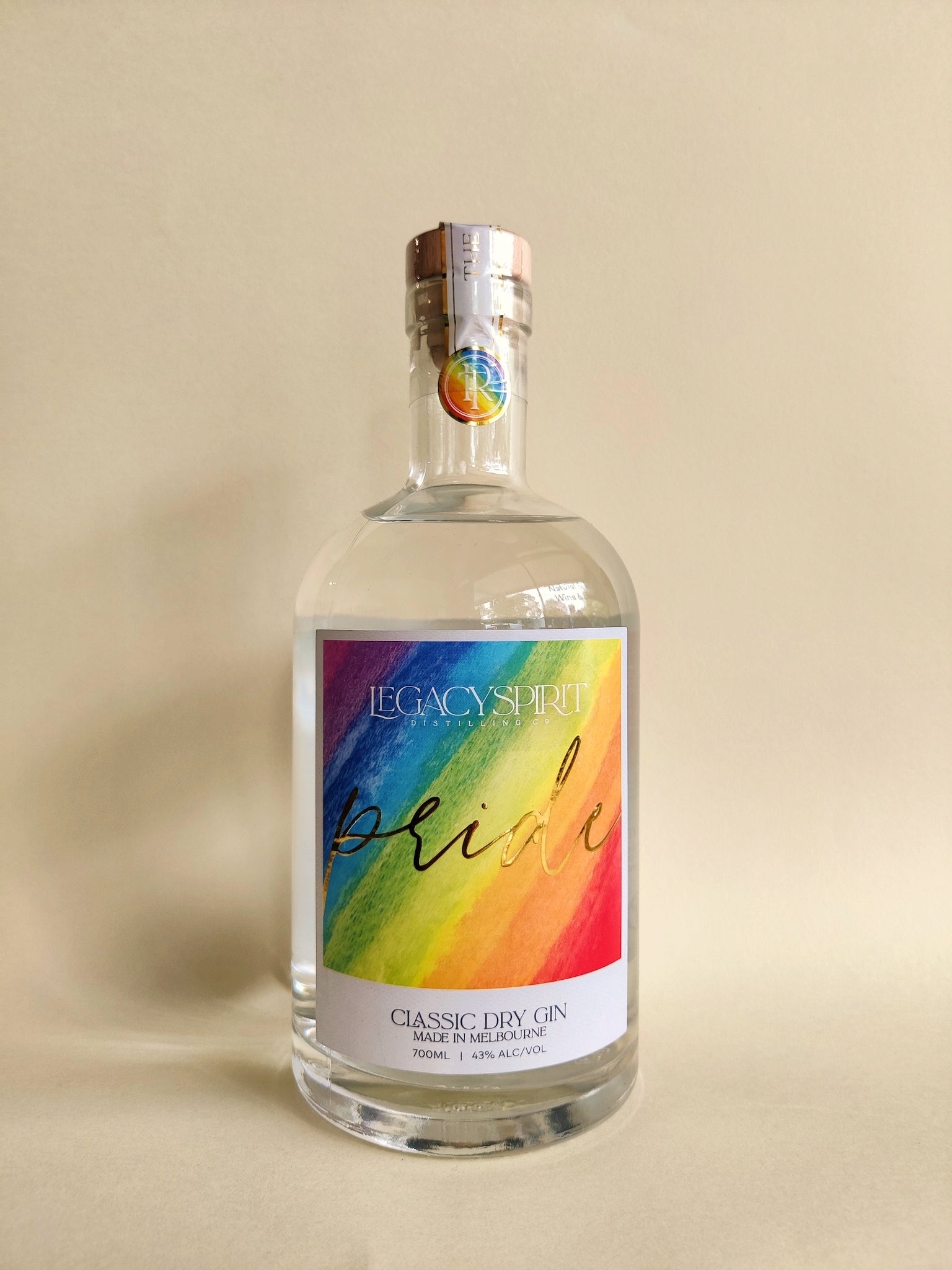 A bottle of Legacy Spirit Distilling Pride Gin. 