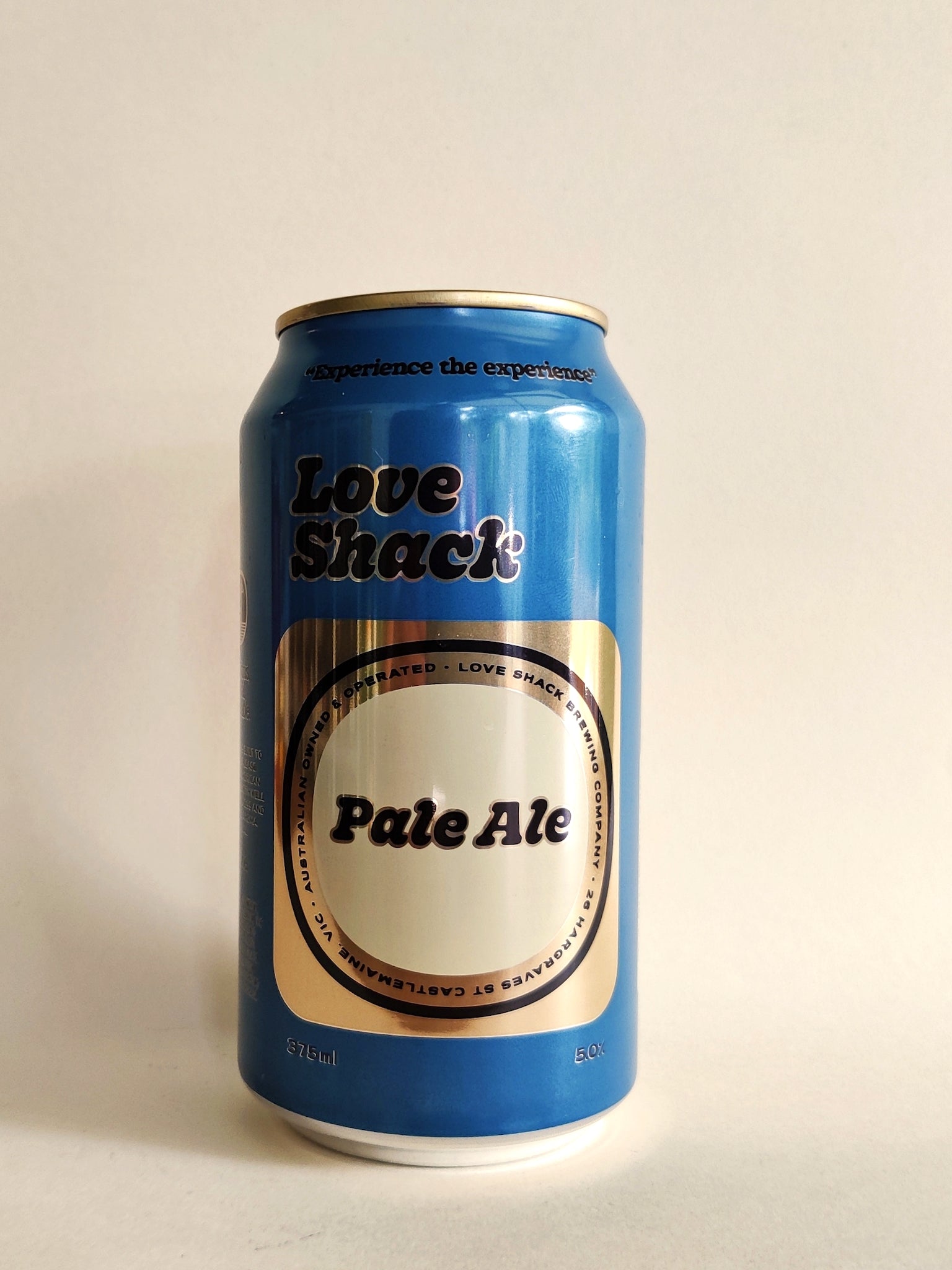 A 375ml can or Love Shack Pale Ale from Castlemaine, Victoria.