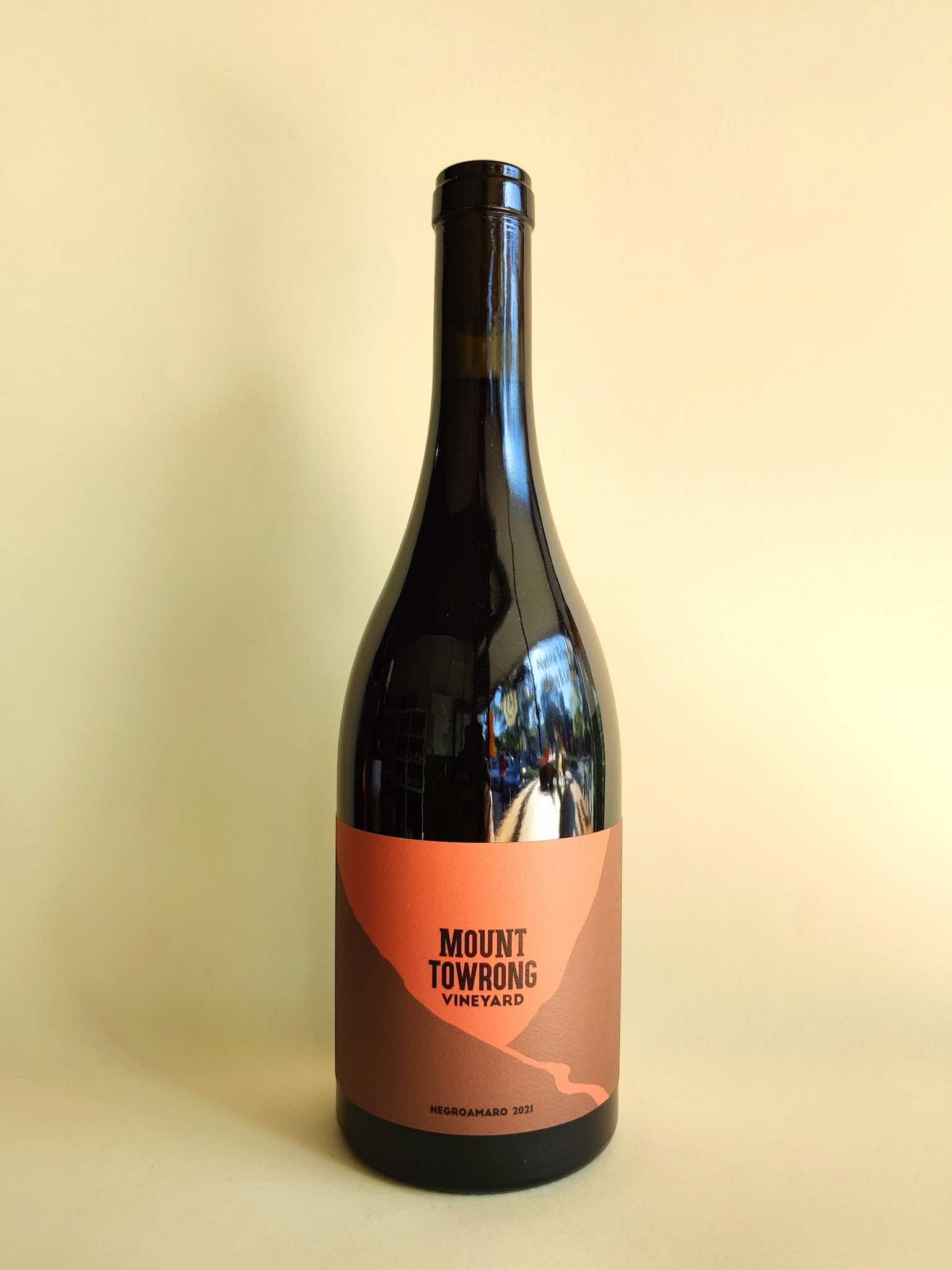 A bottle of Mount Towrong Heathcote Negroamaro red wine. 