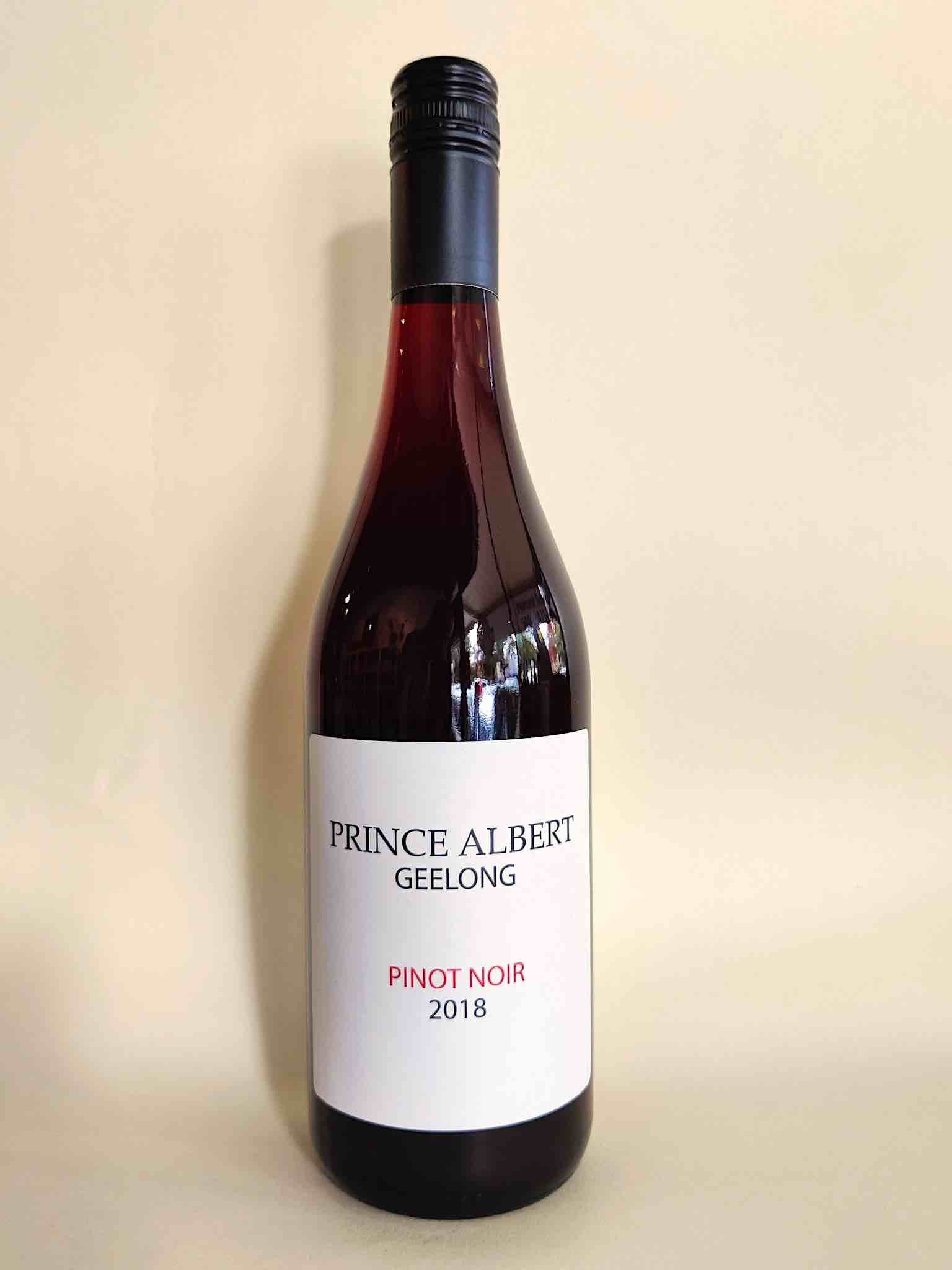 A bottle of Prince Albert Pinot Noir from Geelong, Victoria.