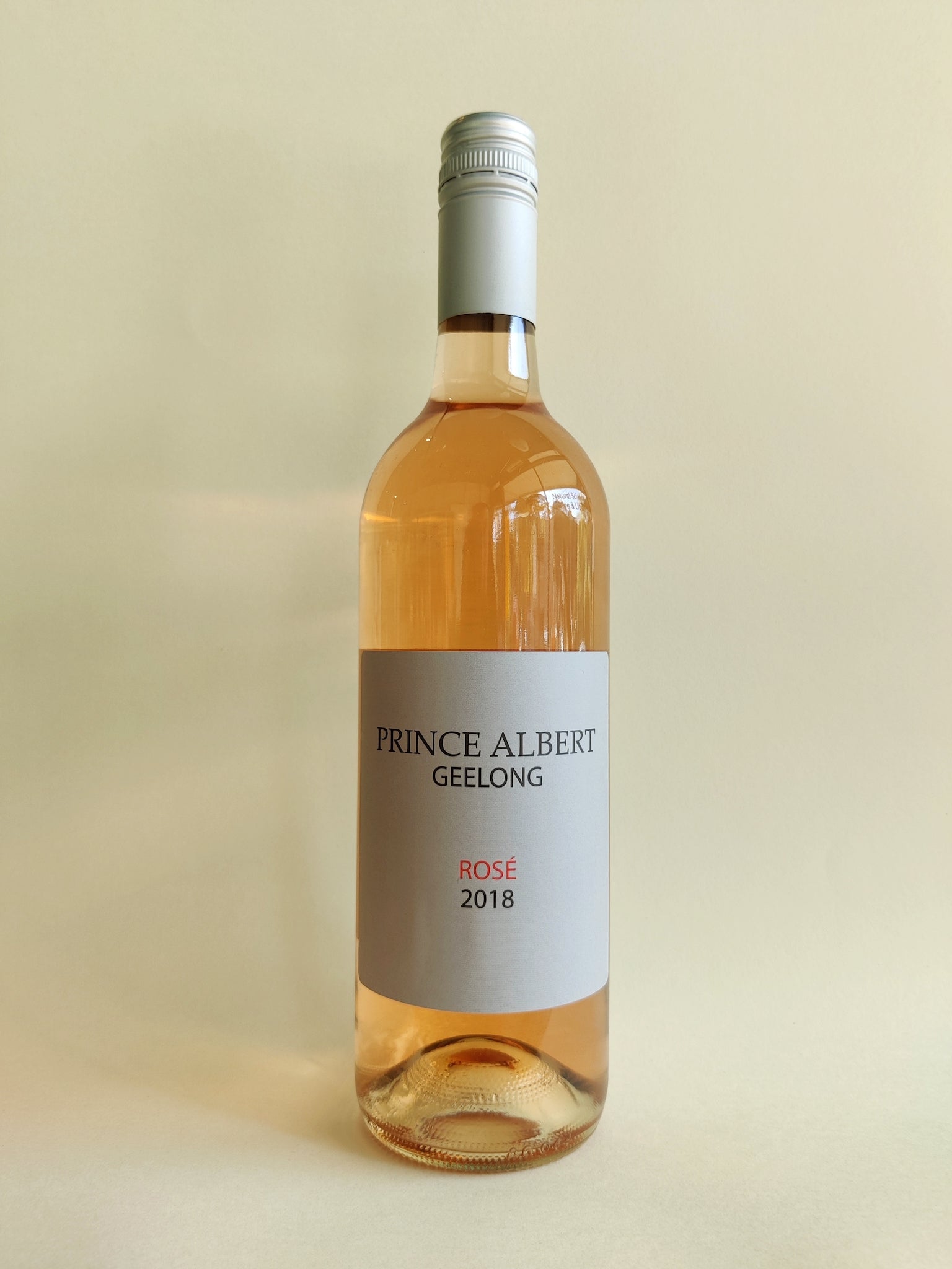 A bottle of Prince Albert Pinot Noir Rosé from Geelong, Victoria. 