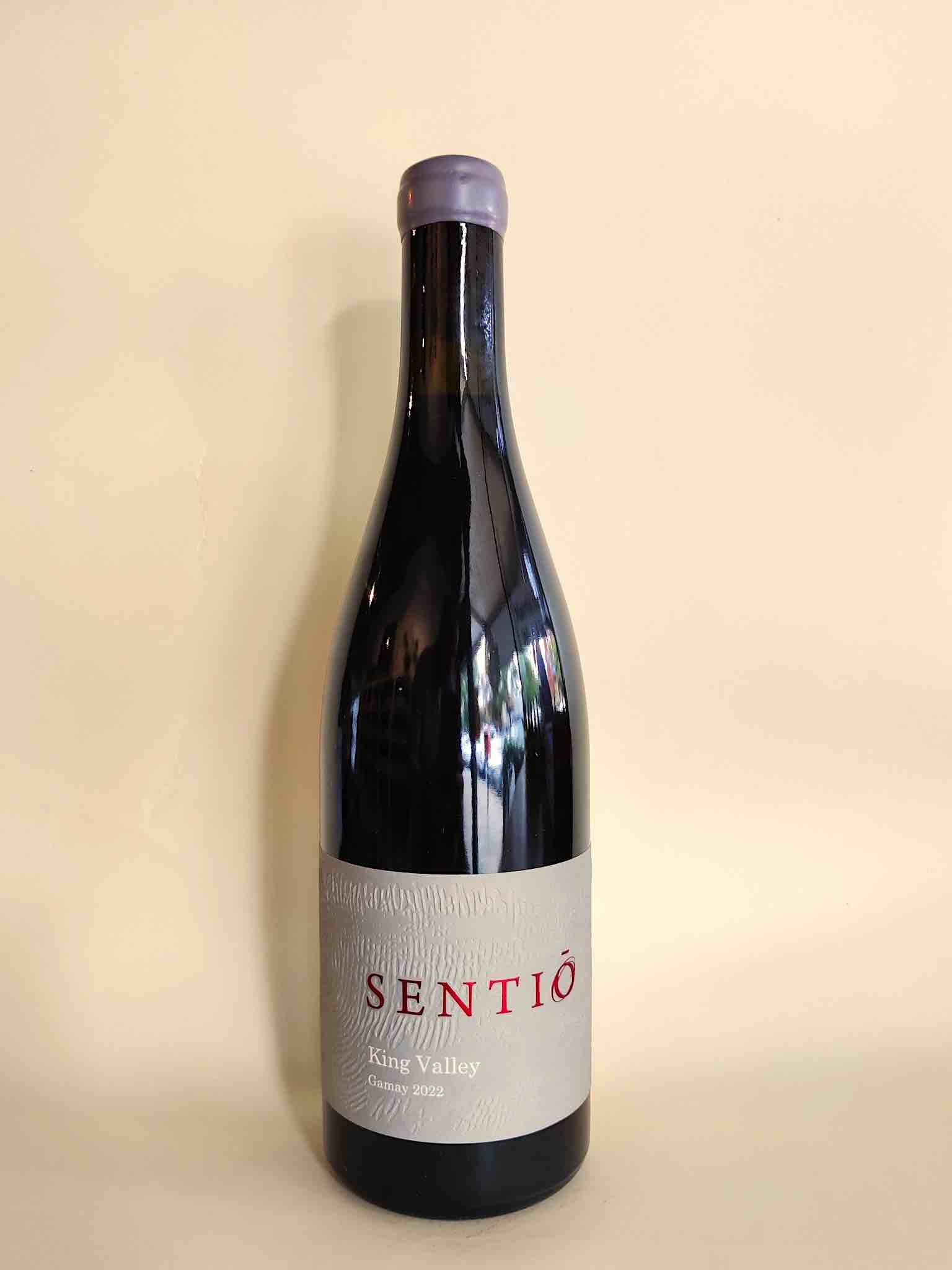 A bottle of Sentio Wines Gamay from King Valley, Victoria.