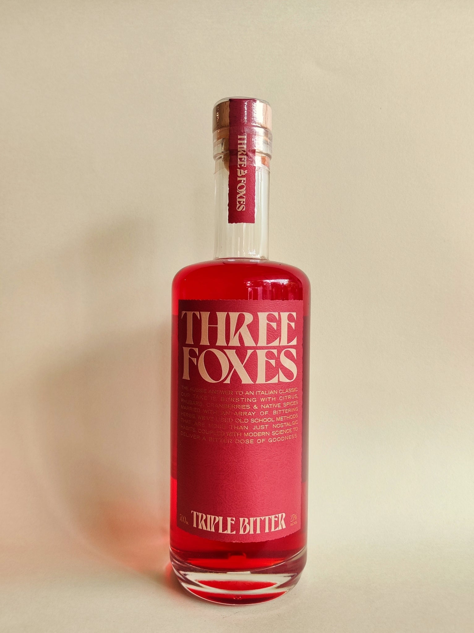 A bottle of Three Foxes Triple Bitter.